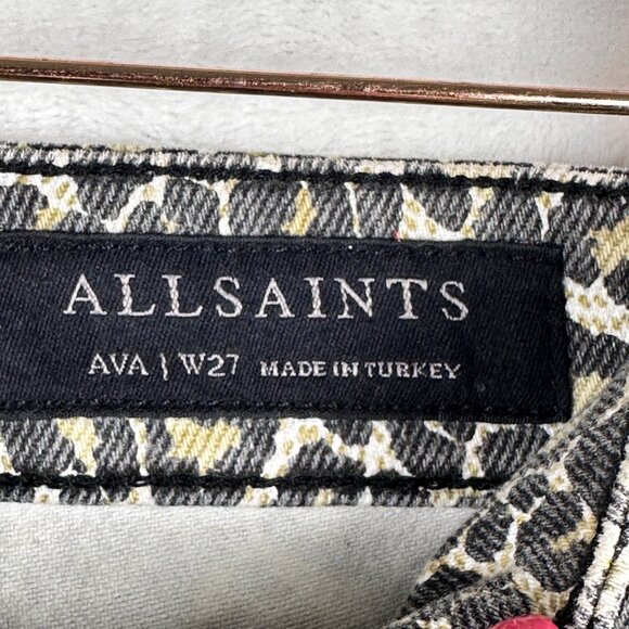 All Saints Womens Ava Straight Jeans Leopard Sz 27 - Picture 7 of 12